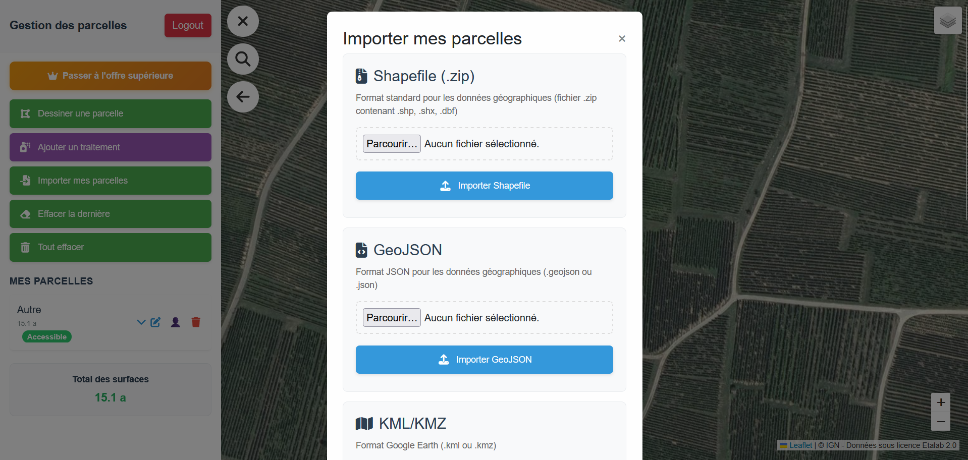 Interface d'import détaillée